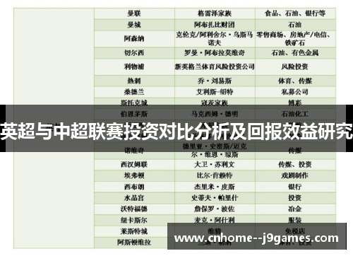 英超与中超联赛投资对比分析及回报效益研究